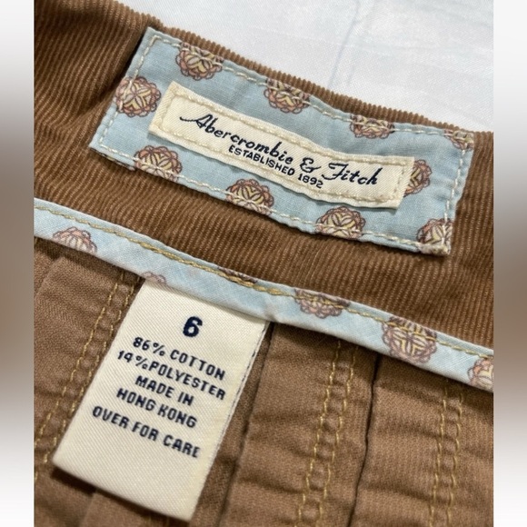Abercrombie & Fitch Vtg RARE Y2K Mini Pleated Brown corduroy Preppy Mini Skirt 6 - Picture 3 of 14